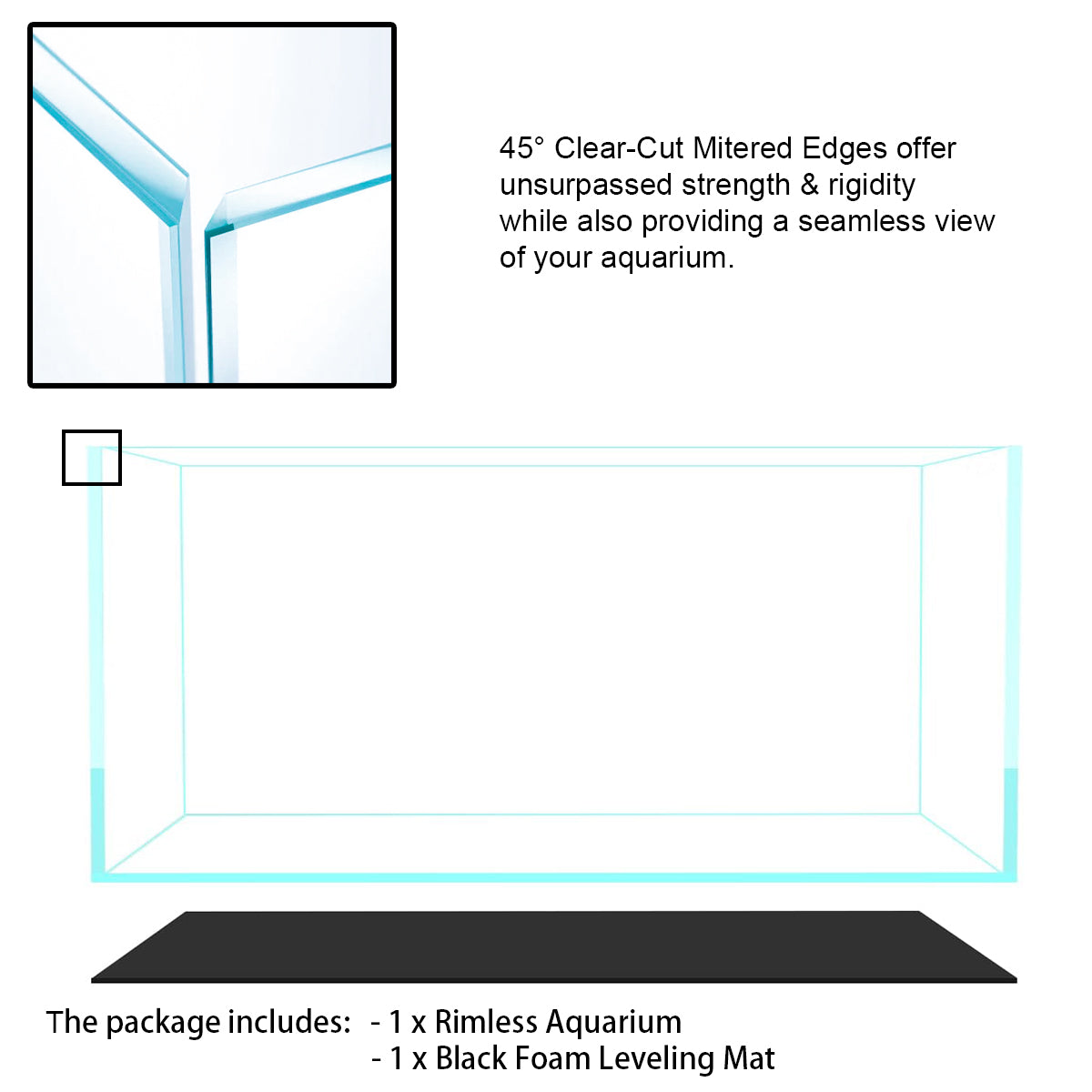 AC.I Premium Rimless Aquarium with 45° Clear-Cut Mitered Edges