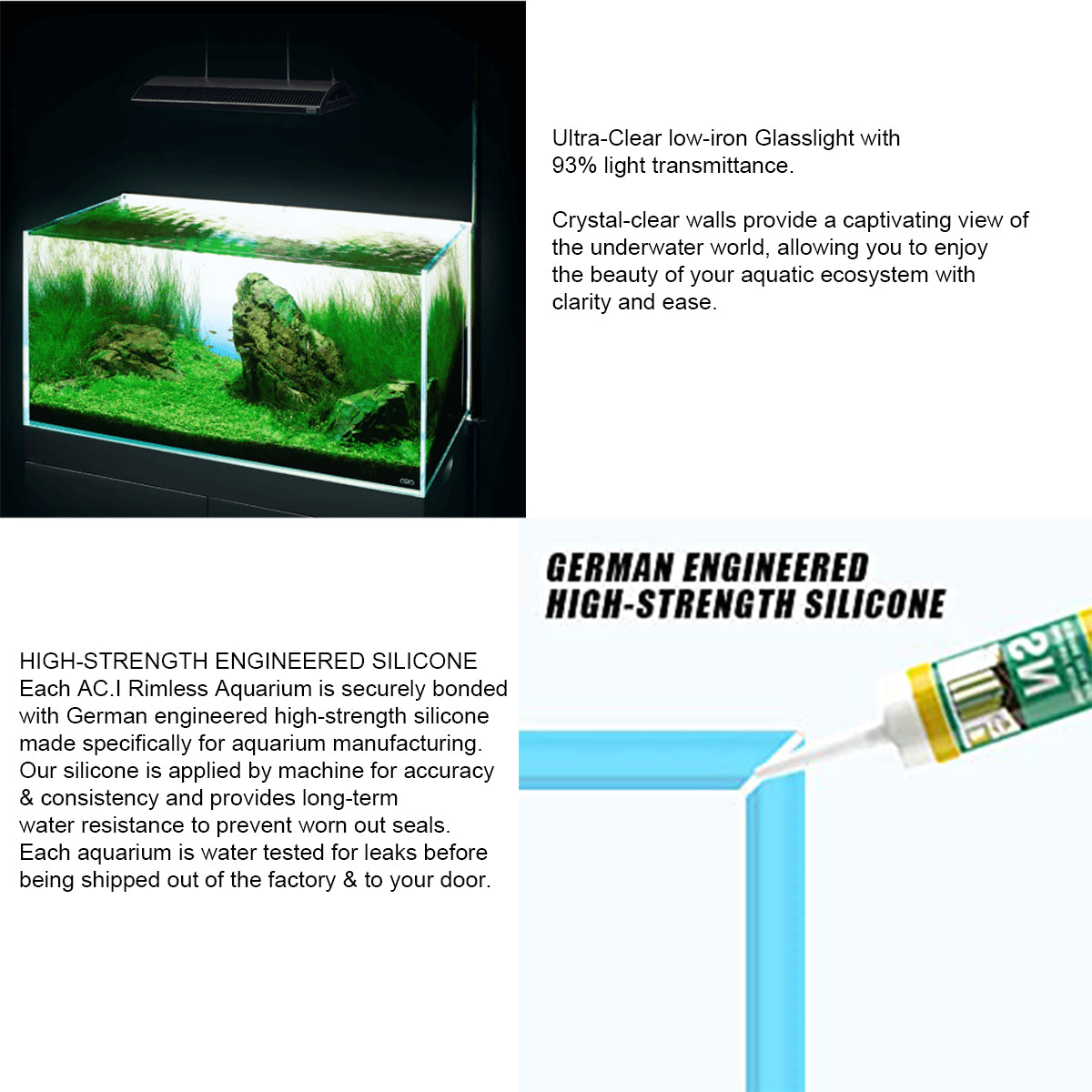 AC.I Premium Rimless Aquarium with 45° Clear-Cut Mitered Edges