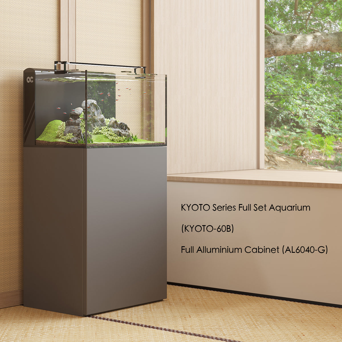 KYOTO-60 Complete set of Aquarium with Rear Filtration System