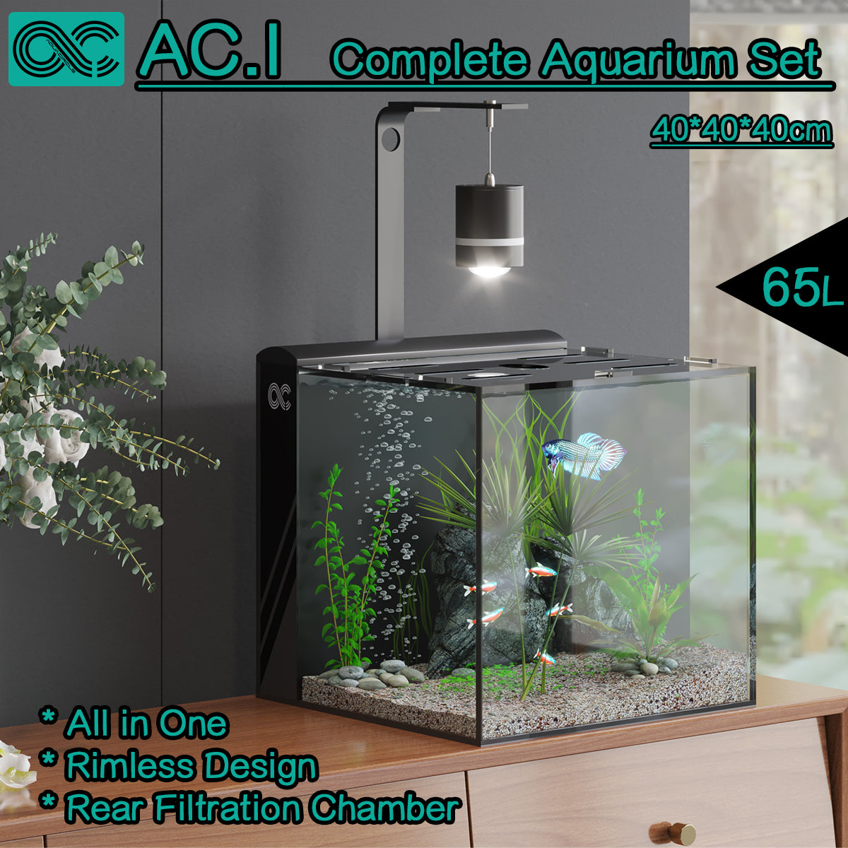 KYOTO-40 Complete set of Aquarium with Rear Filtration System